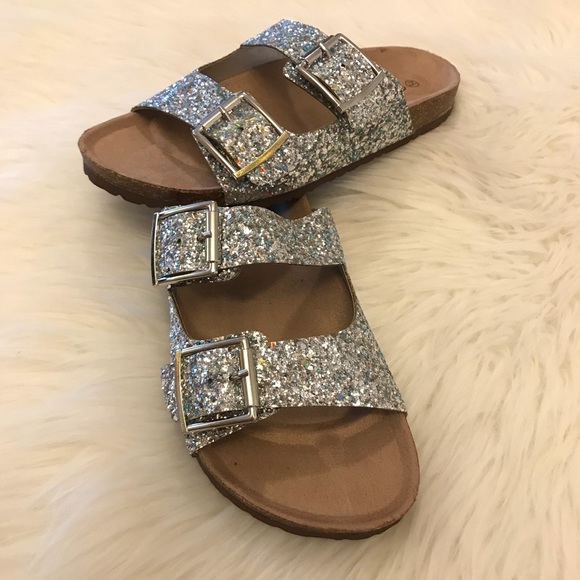 •RESTOCKED• Silver Glitter Double Buckle Sandals - Picture 8 of 8